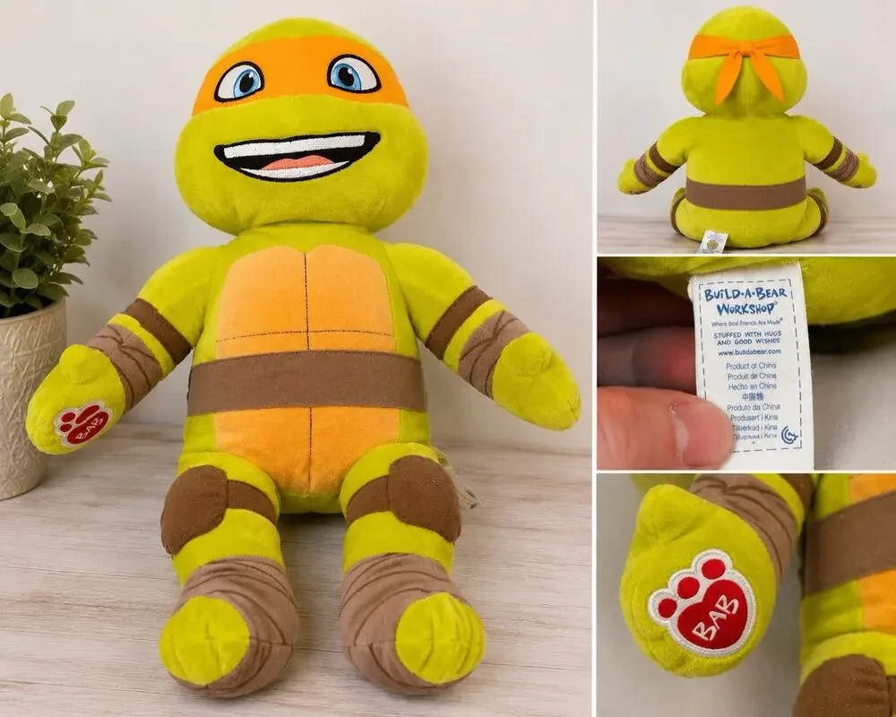 Build A Bear TMNT Michelangelo Plush Stuffed Turtle Nickelodeon 16”
